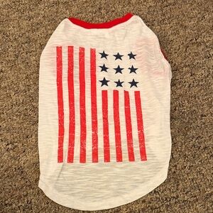Patriotic Dog Shirt with Red and Blue Flag Design
